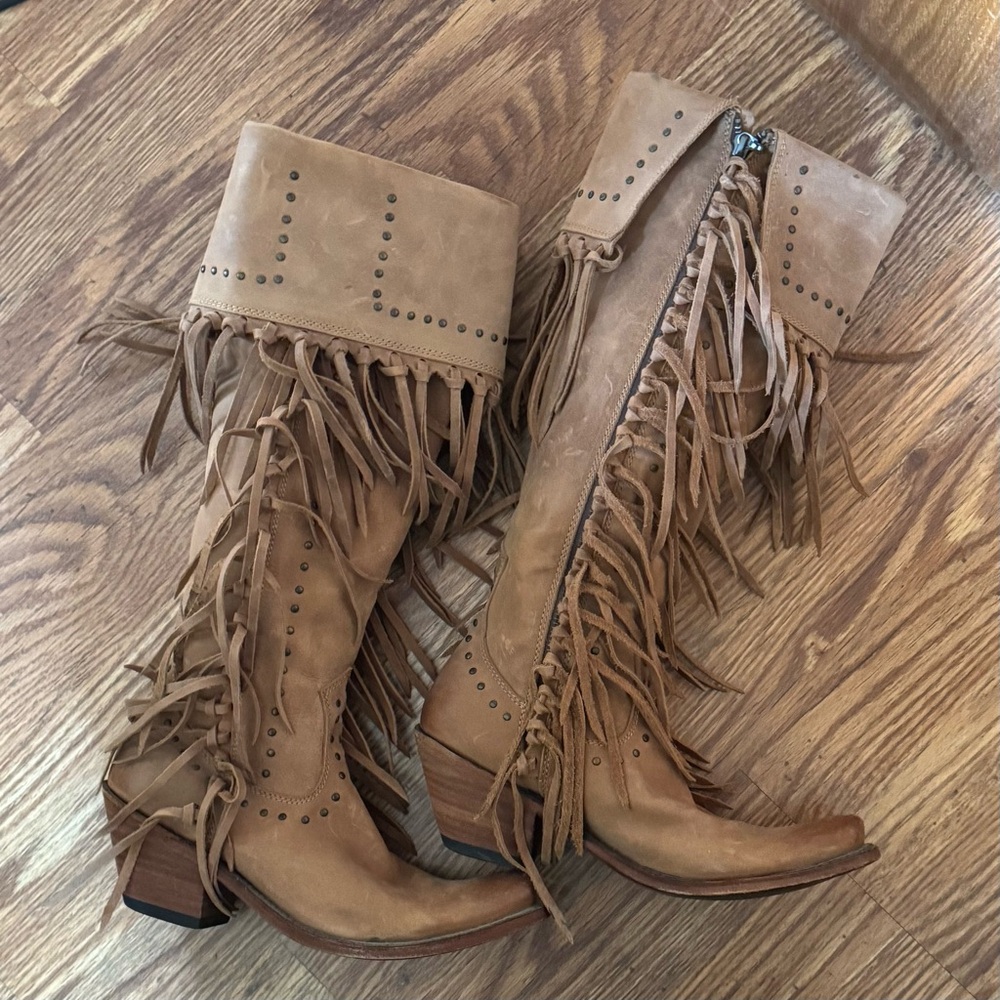 LANE “Junk Gypsy” Fringe Over the Knee Boots - Size 7.5 SUPER CUTE & FUN!!